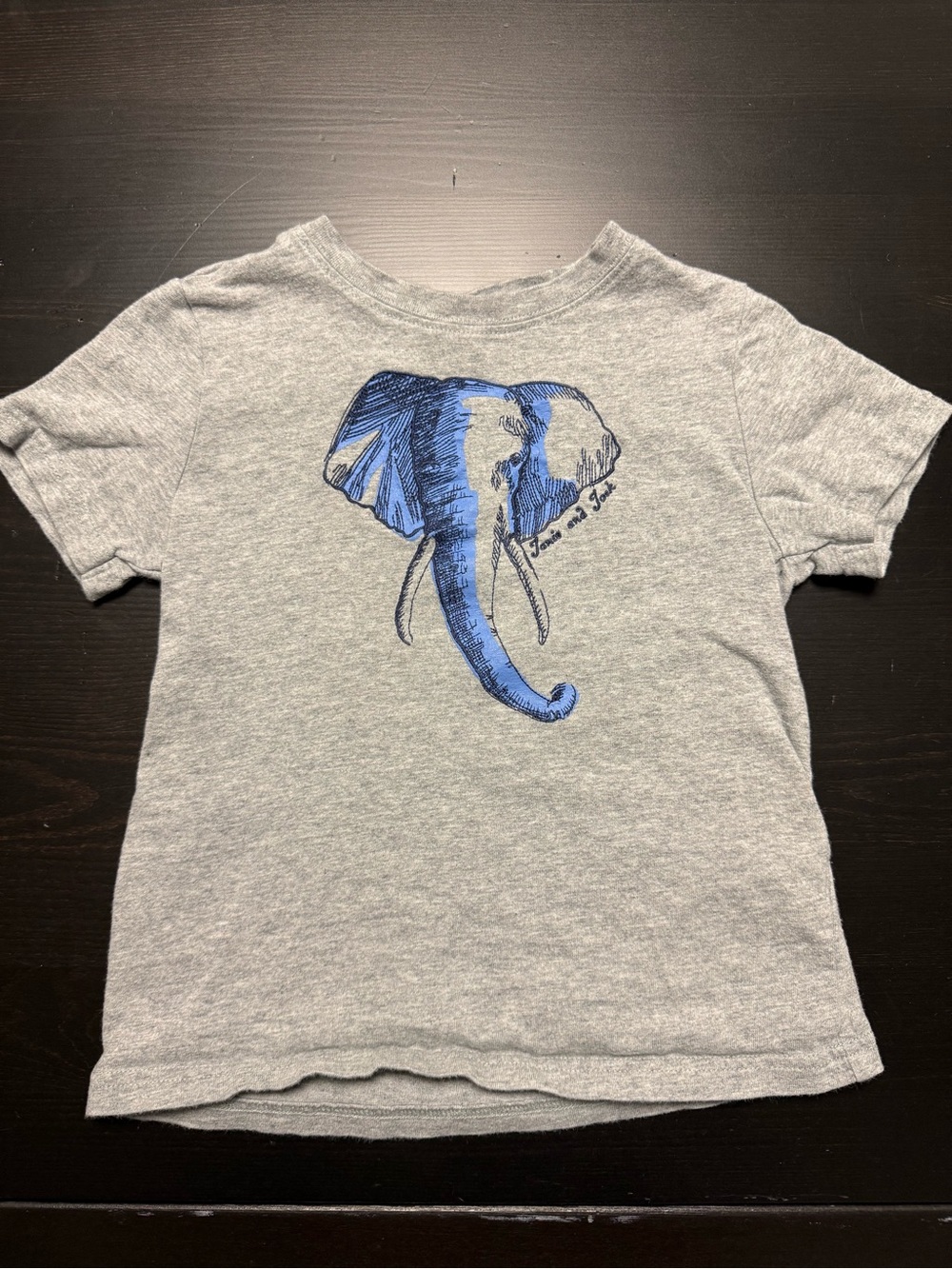Janie and Jack Grey Tee with Blue Elephant Graphic